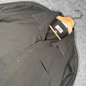 Louis Roth Mens Dark Olive Green 100% Cotton Dobby Button Down Shirt 17.5 34/35